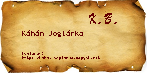 Káhán Boglárka névjegykártya